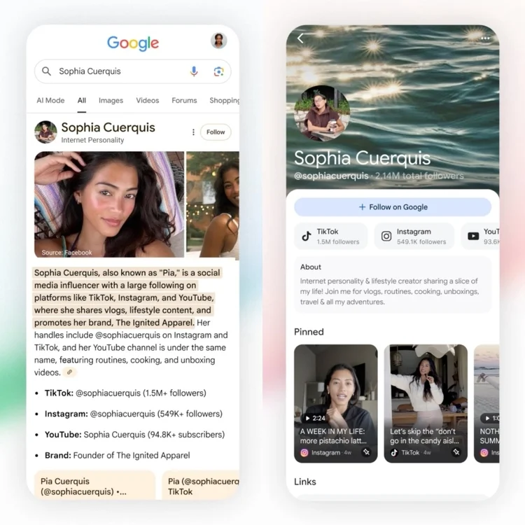 نمونه ی یک search profile در گوگل