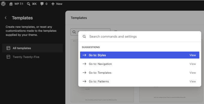 بهبود Command Palette